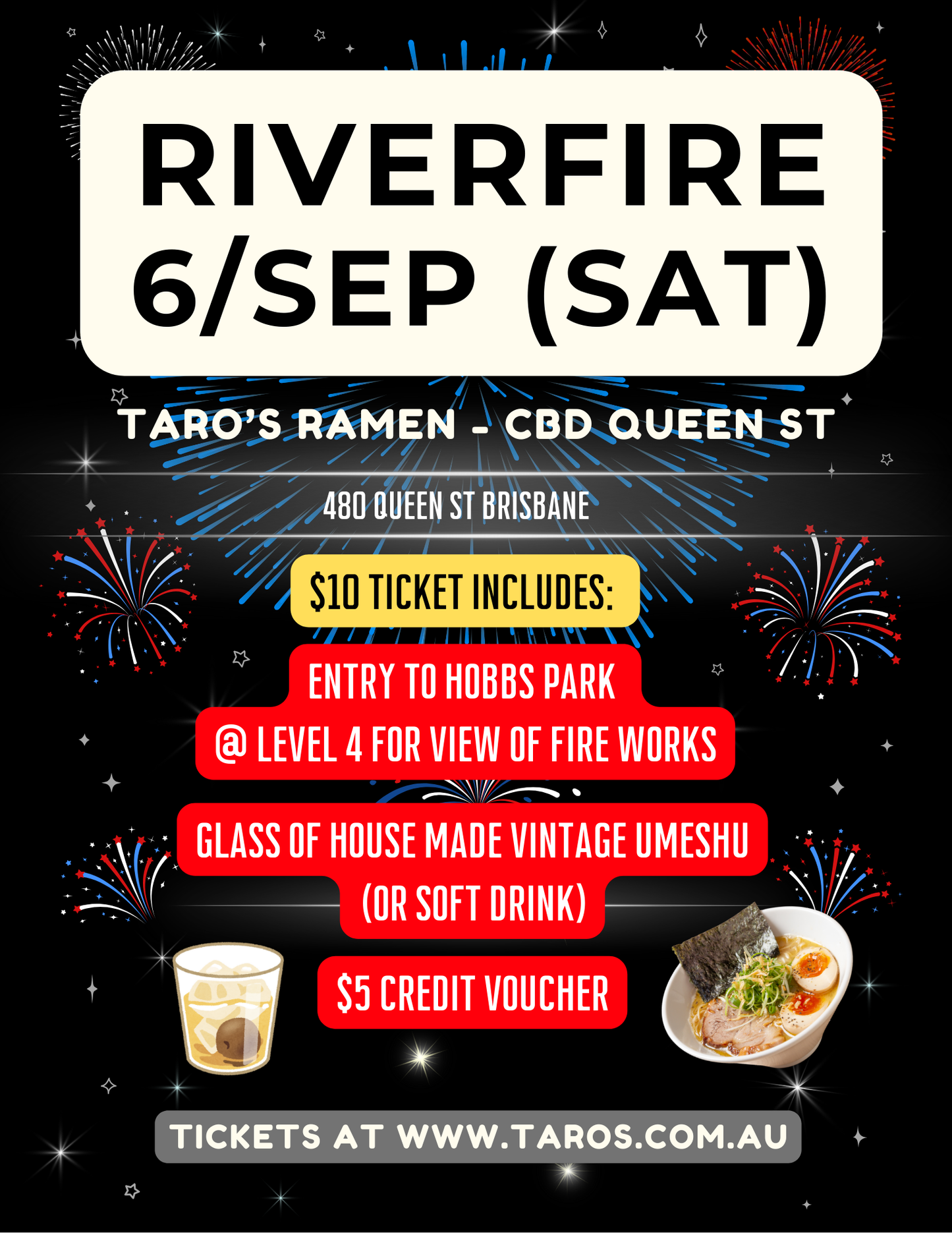 Riverfire Event @ Taro's CBD